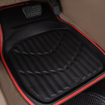 Универсални кожени PVC подложки за автомобили Класически луксозни автомобилни аксесоари Черни червени подложки за крака Водоустойчиви против замърсяване за всички автомобили