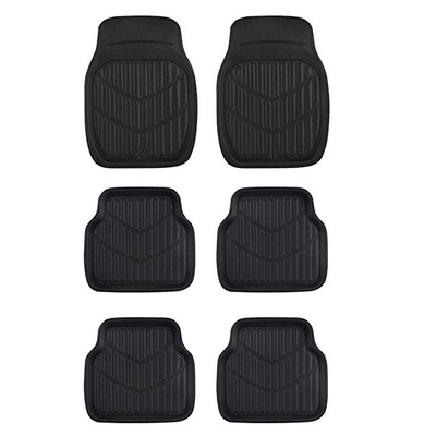 Universalūs odiniai PVC automobilių grindų kilimėliai Klasikiniai prabangūs automobilių aksesuarai Juodos raudonos pėdų pagalvėlės, vandeniui atsparios ir purvinos visiems automobiliams