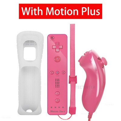 Juhtmevaba Bluetoothi mängupult Sisseehitatud Motion Plus kaugjuhtimispult, mis ühildub Nintendo Wii kontrolleriga Nunchucki komplekt koos silikoonümbrisega