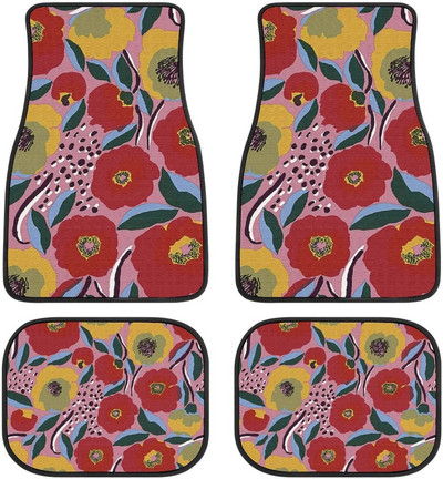 4 tk auto auto põrandamatt Reggae Rasta One Love roheline kollane punane sõiduki eesmised tagumised vaibad, universaalne auto põranda vaip
