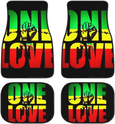 4 tk auto auto põrandamatt Reggae Rasta One Love roheline kollane punane sõiduki eesmised tagumised vaibad, universaalne auto põranda vaip