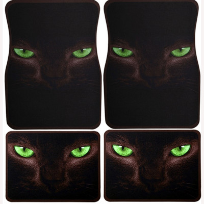 Universalus 4 dalių grindų kilimėlių rinkinys su gražiu Cat Eye Design guminiu pagrindu ir viršuje su spausdintais Designv grindų kilimėliais