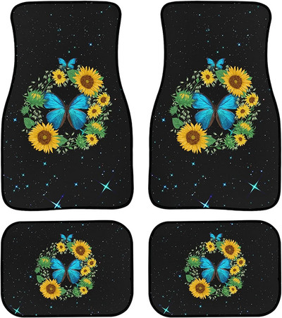 Snilety Blue Butterfly Muster Autod Põrandamatid Kummist seljaga 4 tükki, Naised Tüdrukud Automaatne eesmine Tagumine Põrandavaibad Heavy D