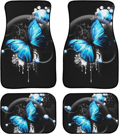 Snilety Blue Butterfly Muster Autod Põrandamatid Kummist seljaga 4 tükki, Naised Tüdrukud Automaatne eesmine Tagumine Põrandavaibad Heavy D