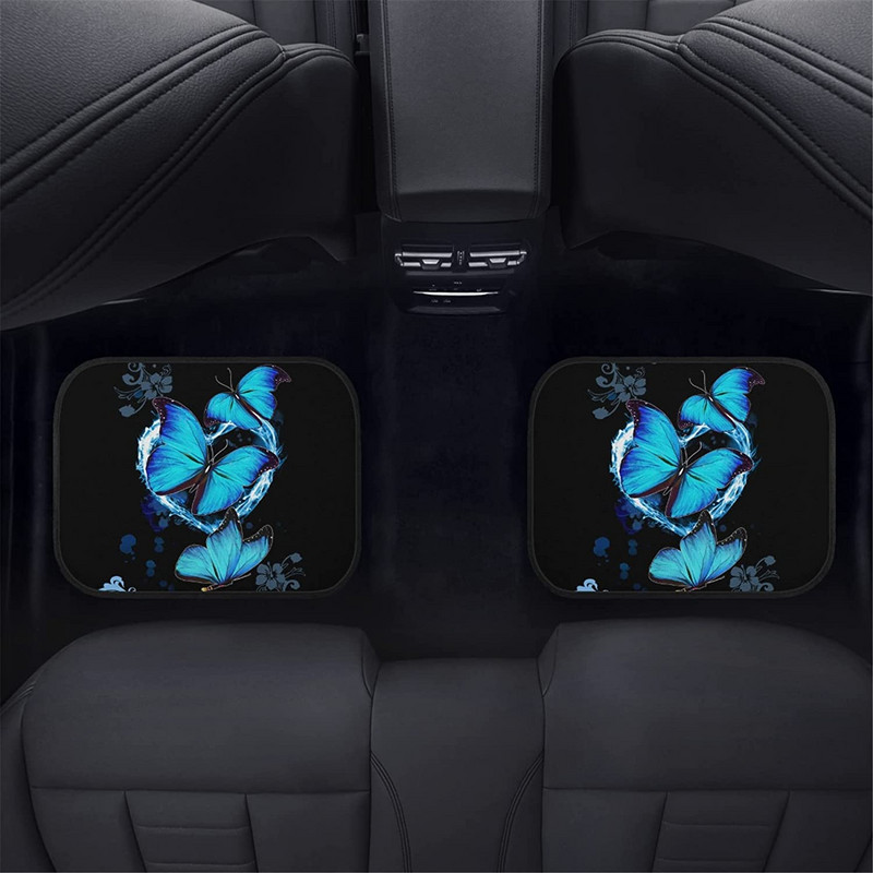 Snilety Blue Butterfly Muster Autod Põrandamatid Kummist seljaga 4 tükki, Naised Tüdrukud Automaatne eesmine Tagumine Põrandavaibad Heavy D