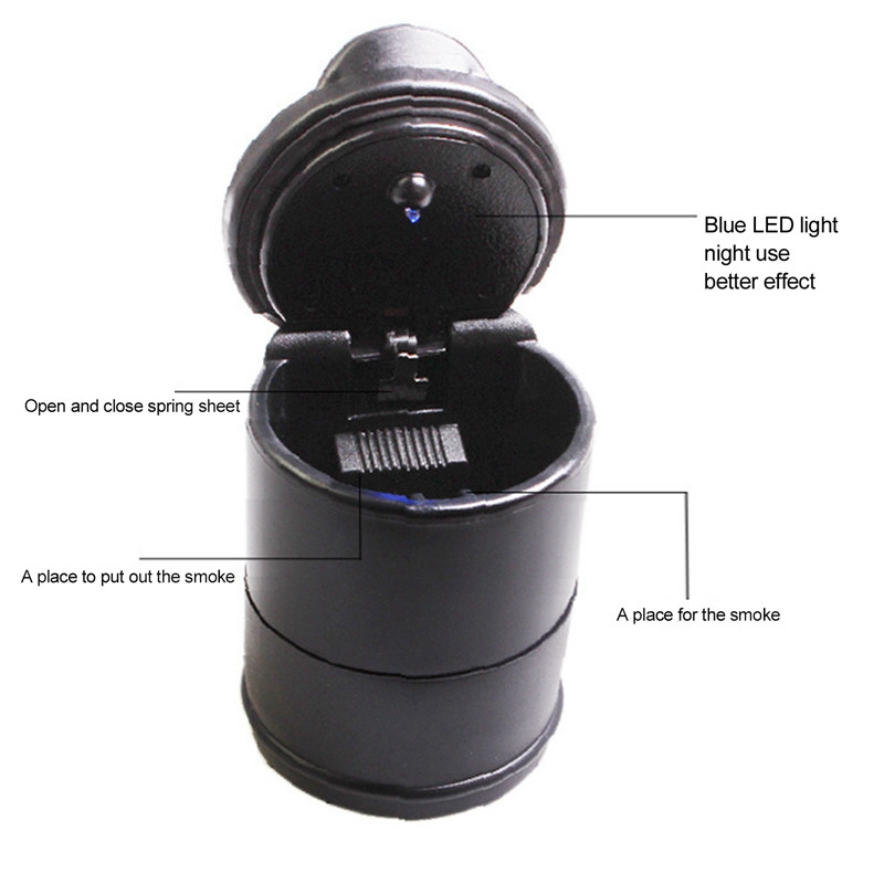 Automobilio LED peleninė Plastikinis automatinis peleninis padėklas su mėlyna šviesa cigarečių atliekų laikymo puodeliu Pelenų laikymo dėžutė Automobilio interjero priedai