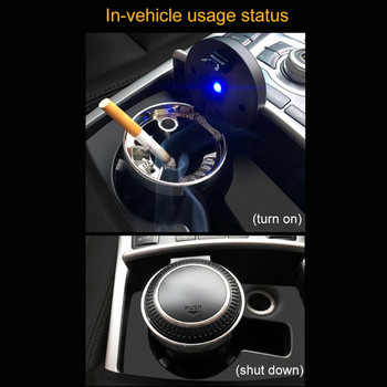 Τασάκι αυτοκινήτου με φως LED Τύπος ώθησης Auto Vehicle Διακόσμηση Τασάκι τσιγάρων Q9QD