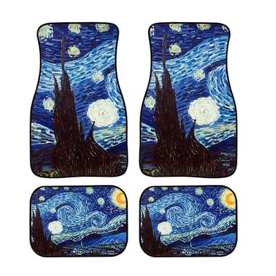 Καουτσούκ Ανθεκτικό στο νερό και τη βρωμιά Υλικό Εύκολη αποσυναρμολόγηση Καθαρισμός Beach Sea Turtle Printing Style Car Foot Mat 4PCs