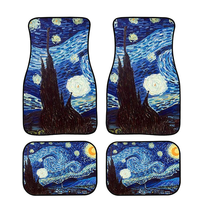 Καουτσούκ Ανθεκτικό στο νερό και τη βρωμιά Υλικό Εύκολη αποσυναρμολόγηση Καθαρισμός Beach Sea Turtle Printing Style Car Foot Mat 4PCs