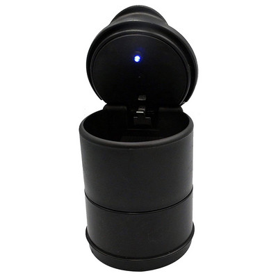 Automobilinė LED peleninė Nešiojama peleninė PP medžiaga, atspari vėjui, nuimama automobiliui, lauke, viduje, kelionėse, juoda