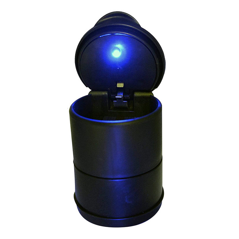 Automobilinė LED peleninė Nešiojama peleninė PP medžiaga, atspari vėjui, nuimama automobiliui, lauke, viduje, kelionėse, juoda