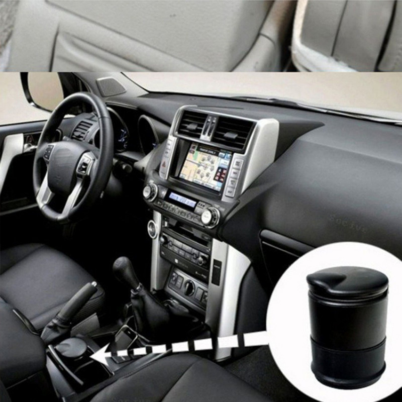 Automobilinė LED peleninė Nešiojama peleninė PP medžiaga, atspari vėjui, nuimama automobiliui, lauke, viduje, kelionėse, juoda