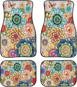 PZZ BEACH Boho Mandala lillelised auto põrandamatid heledad lillelised Auto Protetcor libisemiskindlad universaalsed maasturid