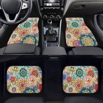 PZZ BEACH Boho Mandala Flower Car Floor Mats Bright Floral Auto Protetcor Non Slip Universal Fit SUV Камиони