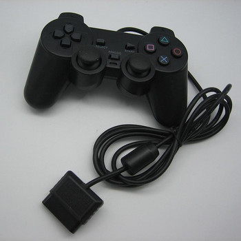 1 τεμ. Μαύρο ενσύρματο χειριστήριο παιχνιδιών Gamepad Joypad Original για PS2 PSX PS