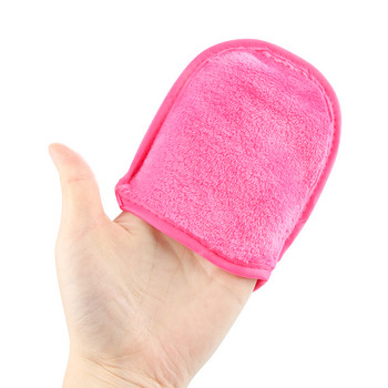 1PC Ръкавица за почистване на лице Многократна кърпа за премахване на грим Козметична кърпа с плътен цвят Микрофибърна кърпа за лице Инструменти за грижа за здравето