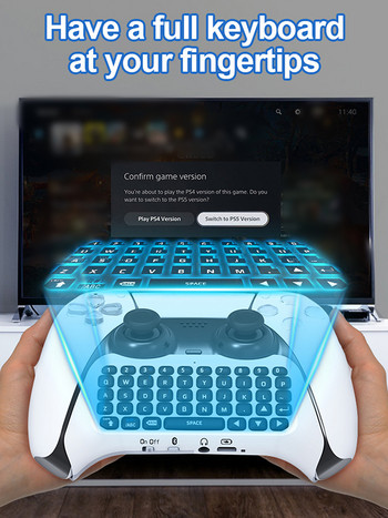 Дръжка на клавиатурата Комплект безжична Bluetooth-съвместима 3.0 клавиатура за PS5 Безжичен контролер Инсталация на подложка за чат Мини клавиатура