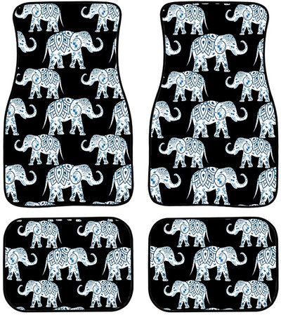 Automobilska prostirka s cvjetnim motivom vretenaca Vintage crna protuklizna gumena prostirka Pakiranje od 4 pribora