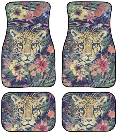 Automobilska prostirka s cvjetnim motivom vretenaca Vintage crna protuklizna gumena prostirka Pakiranje od 4 pribora