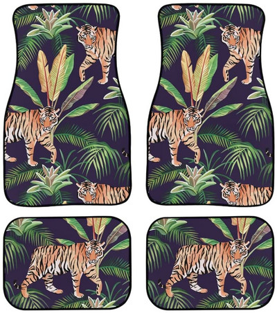 Automobilska prostirka s cvjetnim motivom vretenaca Vintage crna protuklizna gumena prostirka Pakiranje od 4 pribora