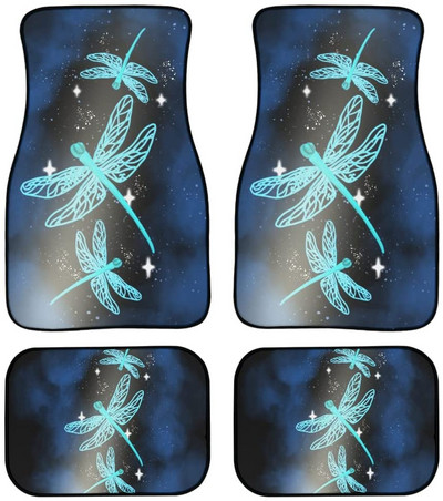 Automobilska prostirka s cvjetnim motivom vretenaca Vintage crna protuklizna gumena prostirka Pakiranje od 4 pribora