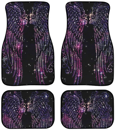 Automobilska prostirka s cvjetnim motivom vretenaca Vintage crna protuklizna gumena prostirka Pakiranje od 4 pribora