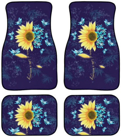 Automobilska prostirka s cvjetnim motivom vretenaca Vintage crna protuklizna gumena prostirka Pakiranje od 4 pribora