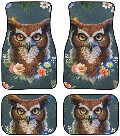 Automobilska prostirka s cvjetnim motivom vretenaca Vintage crna protuklizna gumena prostirka Pakiranje od 4 pribora