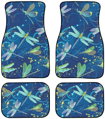 Automobilska prostirka s cvjetnim motivom vretenaca Vintage crna protuklizna gumena prostirka Pakiranje od 4 pribora