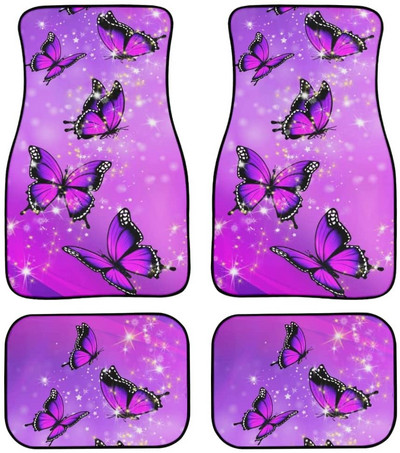 Automobilska prostirka s cvjetnim motivom vretenaca Vintage crna protuklizna gumena prostirka Pakiranje od 4 pribora