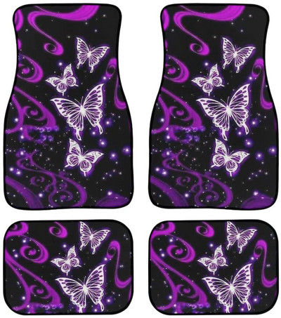 Automobilska prostirka s cvjetnim motivom vretenaca Vintage crna protuklizna gumena prostirka Pakiranje od 4 pribora