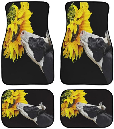 Automobilska prostirka s cvjetnim motivom vretenaca Vintage crna protuklizna gumena prostirka Pakiranje od 4 pribora