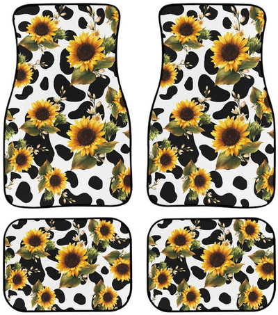 Automobilska prostirka s cvjetnim motivom vretenaca Vintage crna protuklizna gumena prostirka Pakiranje od 4 pribora