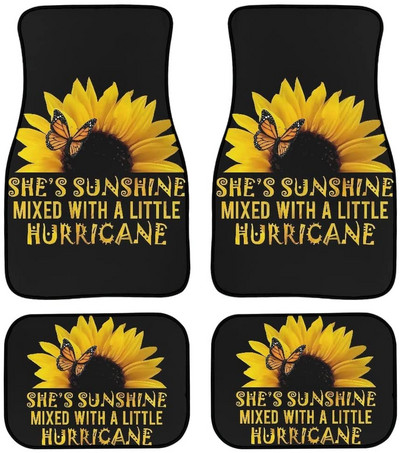 Automobilska prostirka s cvjetnim motivom vretenaca Vintage crna protuklizna gumena prostirka Pakiranje od 4 pribora