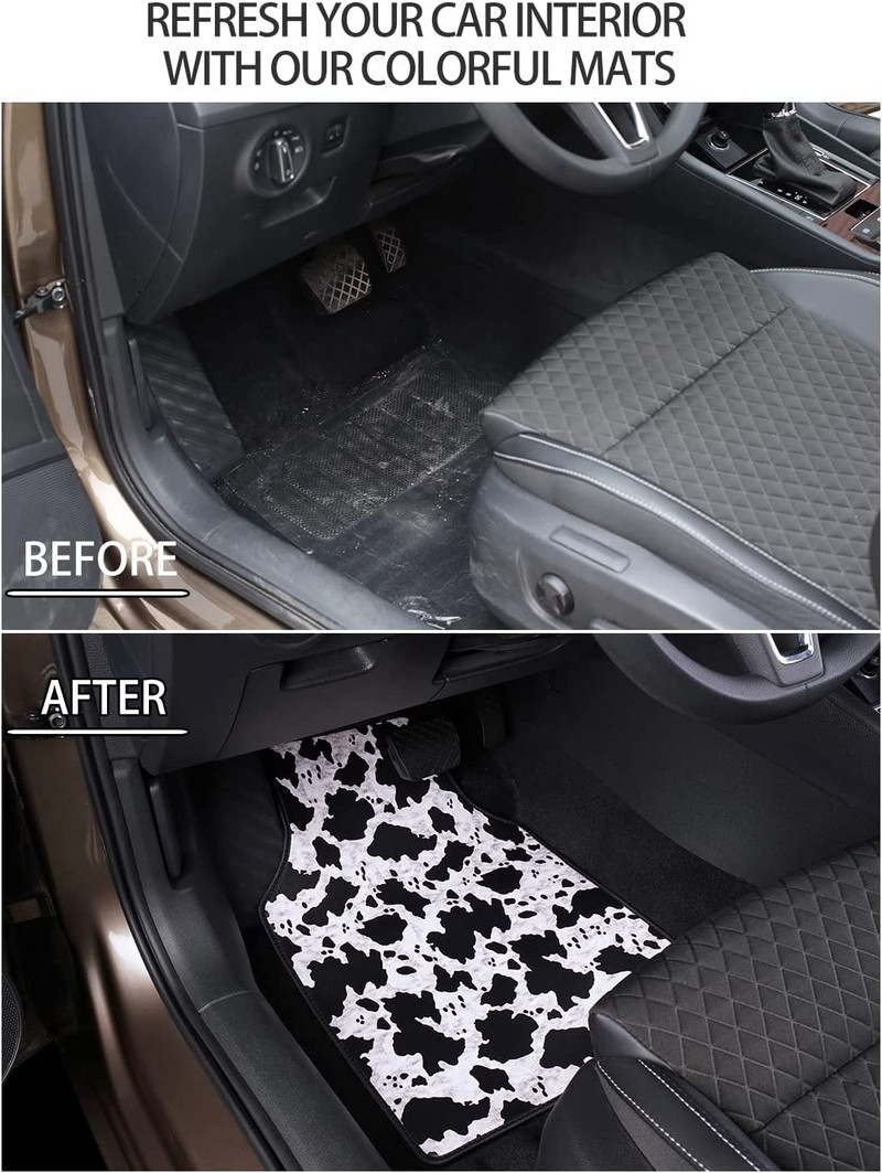 LSBS-i autopõrandamatt, lehmatrükk, iga ilmastikukaitse, kunstnahk, universaalne sobiv autode kaubikutele ja linnamaasturitele naistele ja meestele