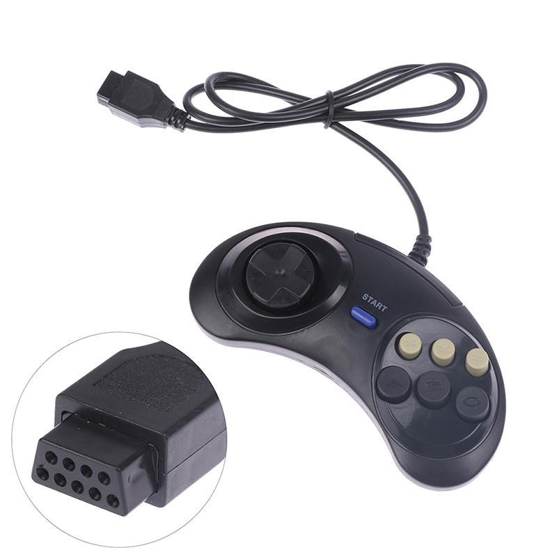 Klasszikus vezetékes 6 gombos Joypad fogantyús játékvezérlő SEGA MD2 Mega Drive játéktartozékokhoz univerzális távirányító