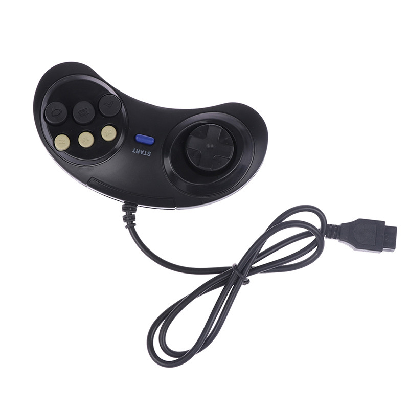 Klasszikus vezetékes 6 gombos Joypad fogantyús játékvezérlő SEGA MD2 Mega Drive játéktartozékokhoz univerzális távirányító