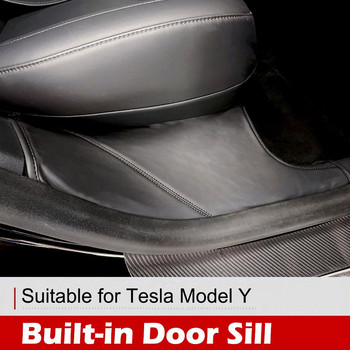 Протектор за праг на задната врата на автомобила за Tesla Model Y 2022 2023 Кожена задна седалка Анти-мръсна подложка Anti Kick Pad Модел Y Автомобилни аксесоари