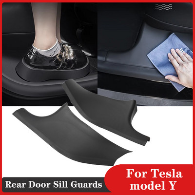 For Tesla Model Y 2021 2022 2023 ModelY MY Rear Door Sill Protective Pad Cover Guards Threshold Bumper Strip Car Anti Kick Pads
