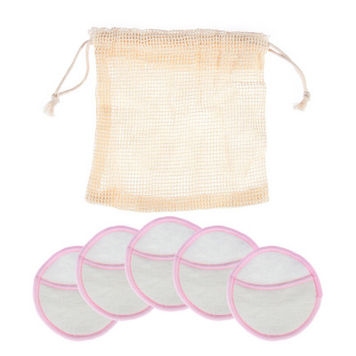 5 db/táska Újrafelhasználható bambusz pamut sminkeltávolító párna smink lemosható kerekek arctisztító párnák, mosótáskával hordozható