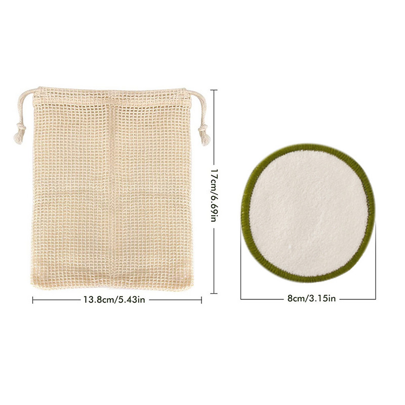 Újrafelhasználható bambusz sminklemosó párna 4/8db mosható körök arctisztító pamut sminkeltávolító párna eszköz