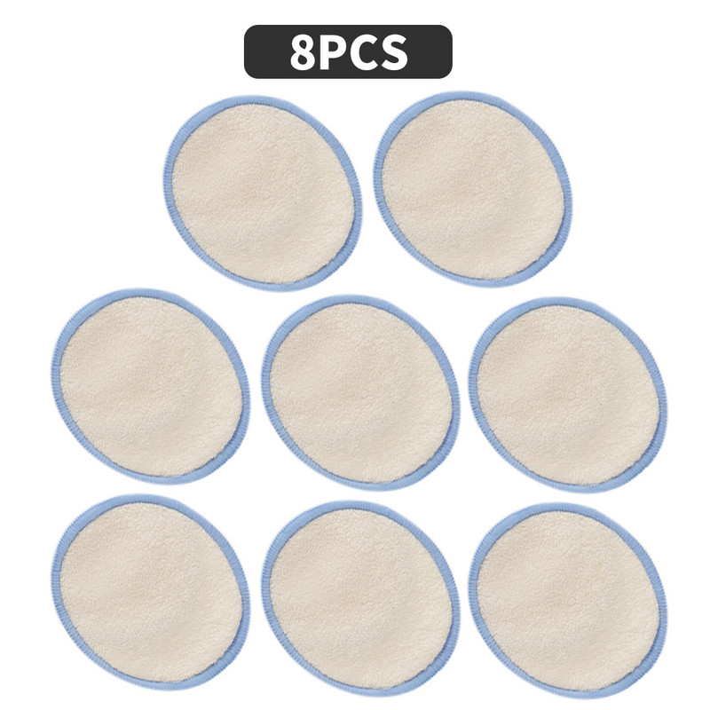 Újrafelhasználható bambusz sminklemosó párna 4/8db mosható körök arctisztító pamut sminkeltávolító párna eszköz