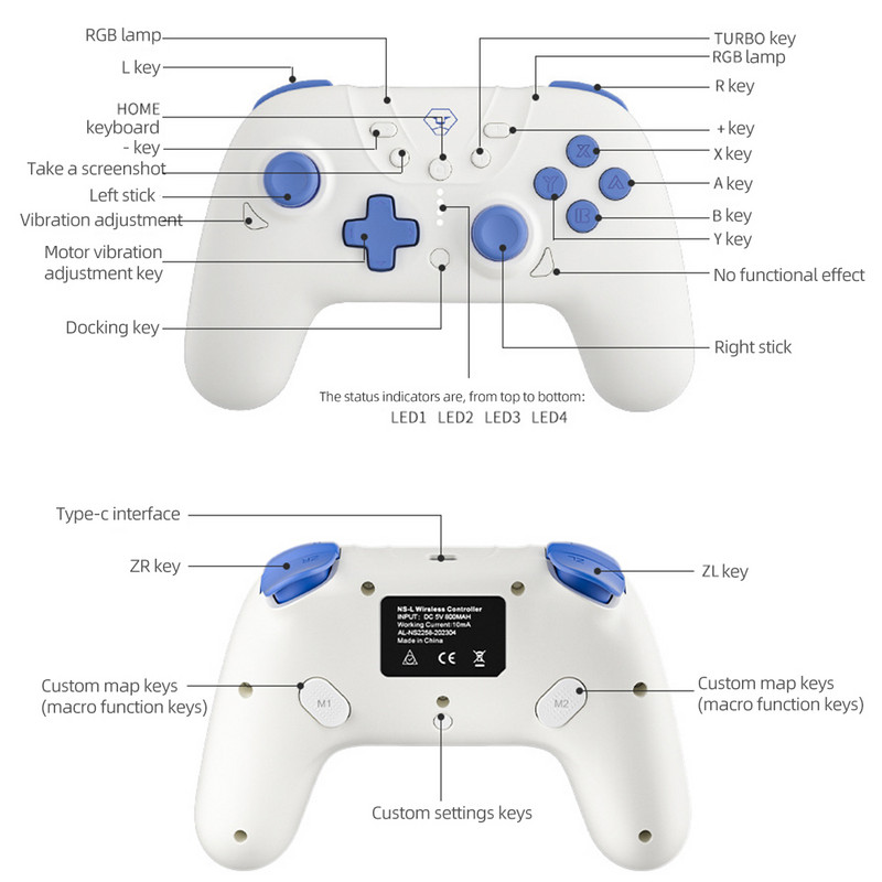Bluetoothi juhtmeta mängukontroller Nintendo Switchi/OLED/Lite mängupuldi kontrolleri jaoks IOS-i Androidi arvutimängutarvikute jaoks