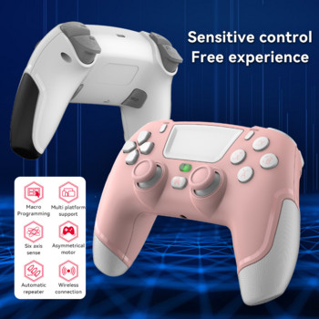Розов цвят BT Безжичен геймпад Джойстик за PS4 конзола Игрален контролер за Switch PC Android IOS Аксесоари за мобилни устройства