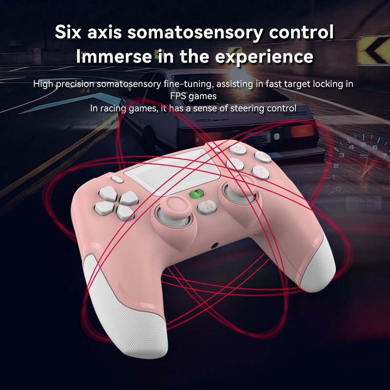 Pink Color BT vezeték nélküli játékvezérlő joystick PS4-hez konzolos játékvezérlő Switch PC-hez Android IOS mobileszközökhöz Tartozékok