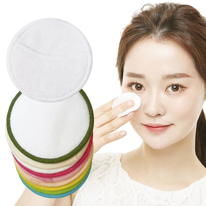 12 tk korduvkasutatavad bambusest meigieemaldajad vatipadjad koos pesukotiga Pestav ümmargune puhastav puuvillane meigieemaldusvahend
