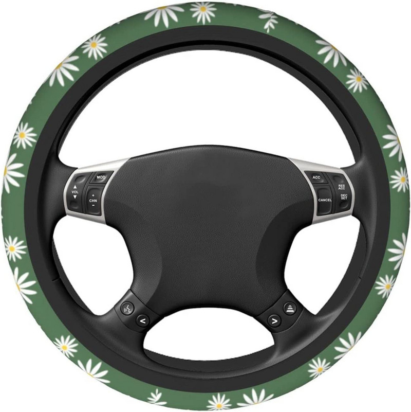 Univerzalna navlaka za volan s cvijetom zelene tratinčice od 15 inča Štitnik za kotače automobila s printom tratinčica Slatki univerzalni dodaci za automobile