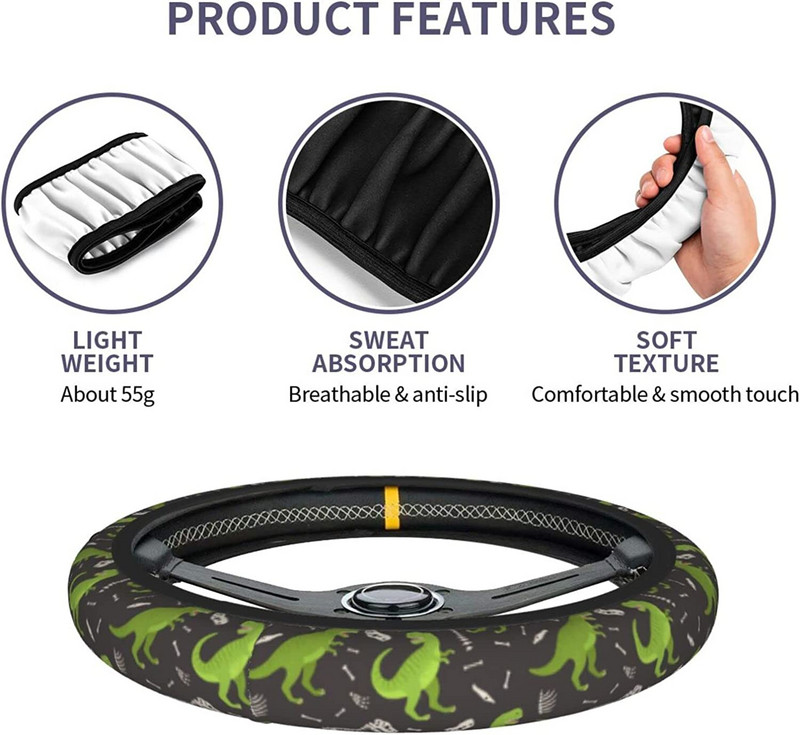 Dinosauruse skelett rooliratta kate universaalne 15 trükiga neopreenist autoratta kaitse armsad universaalsed autotarvikud