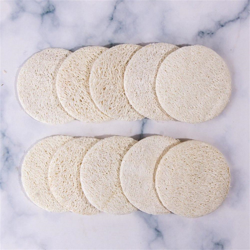 10 τμχ Natural Loofah Luffa Sponge Απολέπιση Μπάνιου Σφουγγάρι ντους Ποδιών Scrubber Προσώπου Βούρτσα καθαρισμού Τρίψιμο ντεμακιγιάζ