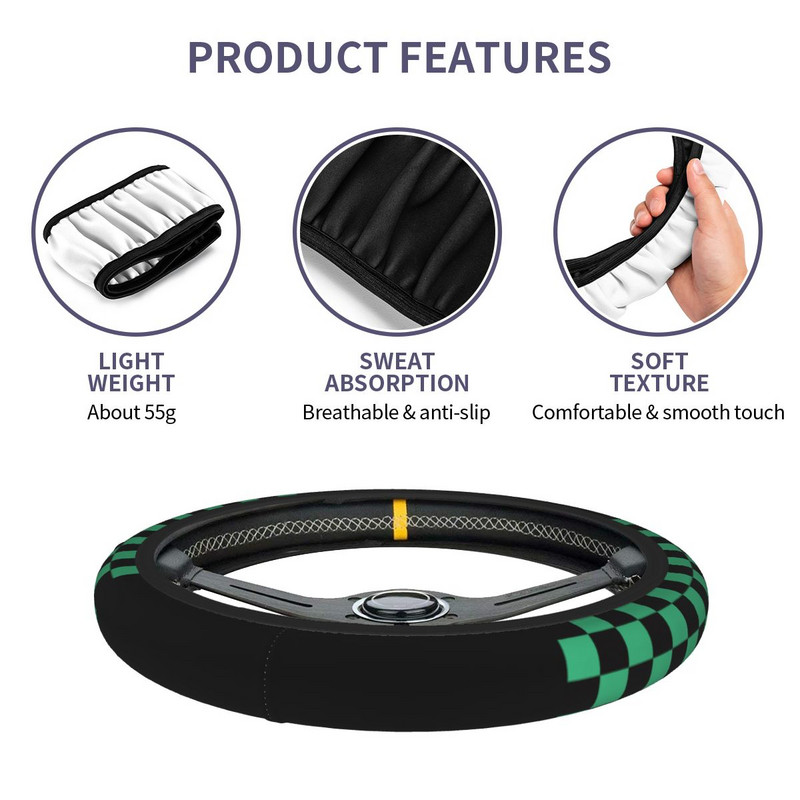 37-38 Car Steering Wheel Cover Demon Slayer Anime Universal Kimetsu No Yaiba Kamado Tanjirou Αξεσουάρ αυτοκινήτου με στυλ αυτοκινήτου